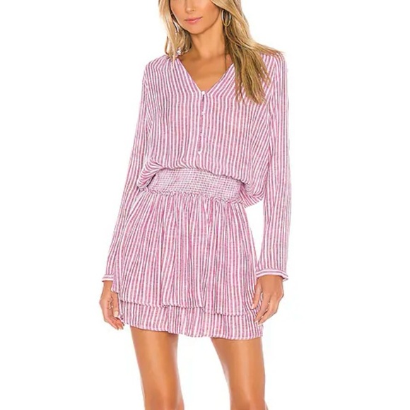 Rails Jasmine Stripe Smock-Waist Dress in Red and White Lucia Stripe, Size XS - Picture 1 of 15